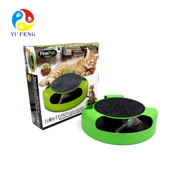 Funny Cute Cat Toys Cat Scratch Pad With Mouse Chaser Kitty Scratcher Round Play